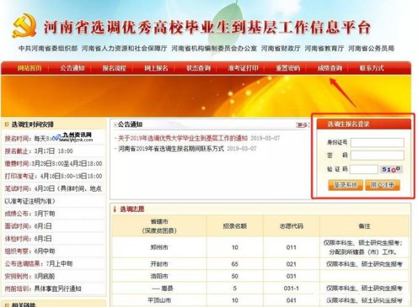 河南选调生成绩查询时间是几点(河南选调生成绩查询入口官网)