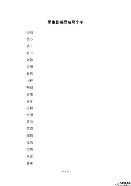 qq名字伤感双字(QQ名字伤感)