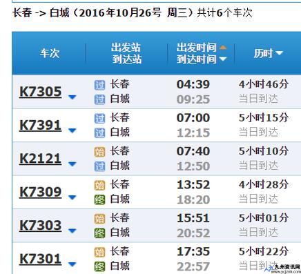北戴河火车站列车时刻表(白城到长春火车站列车时刻表)